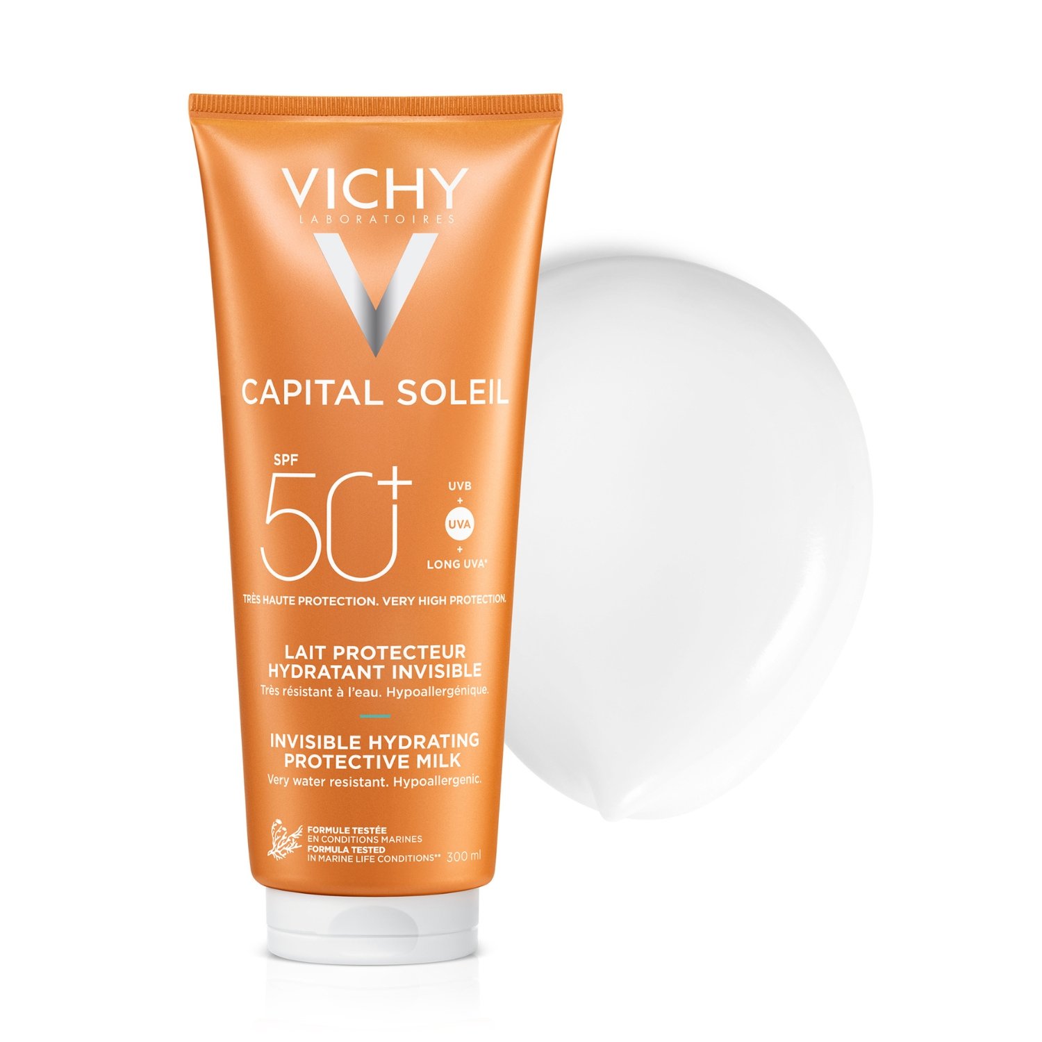 Vichy Capital Soleil invisible hydrating milk SPF 50+ back of packaging