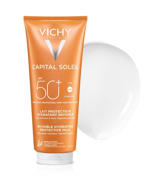 Vichy Capital Soleil invisible hydrating milk SPF 50+ back of packaging